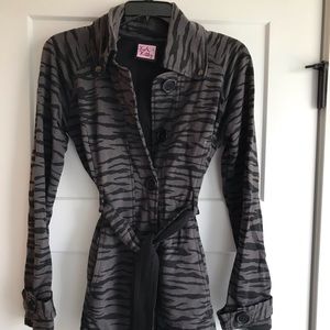 Zebra striped trench coat